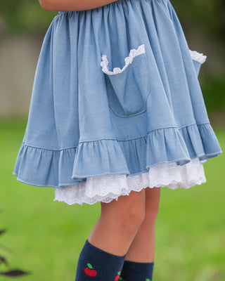 Pinafore Twirl Dress | Chambray - Eliza Cate and Co