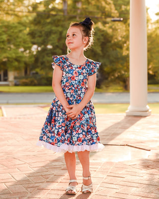 Tiered Twirl Dress | Royal Navy Floral