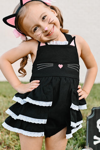 Ruffle Bubble Pinafore | Black Cat - Eliza Cate and Co