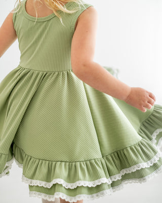 Ribbed Twirl Dress | Sage - Eliza Cate and Co