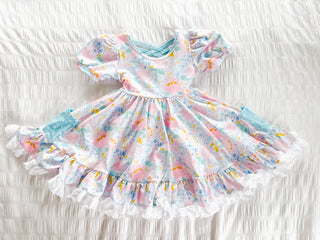Twirl Dress | Rainbow Pastel Floral - Eliza Cate and Co