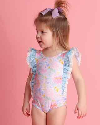 Ruffled One Piece | Rainbow Blooms Floral *PREORDER* - Eliza Cate and Co