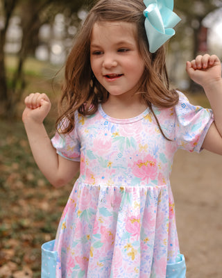 Twirl Dress | Rainbow Blooms Floral *PREORDER* - Eliza Cate and Co
