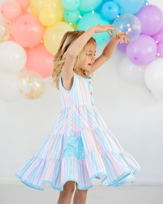 Tiered Twirl Dress | Rainbow Stripe *PREORDER* - Eliza Cate and Co