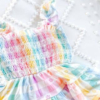 Tiered Twirl Dress | Rainbow Gingham *SECONDS QUALITY* - Eliza Cate and Co