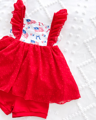 Dotty Twirl Set | USA Flags + Bows - Eliza Cate and Co