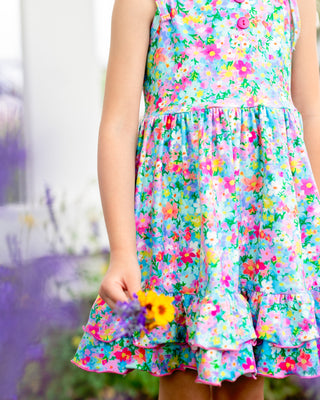 Tie Shoulder Twirl Dress | Bright Blooms *PREORDER* - Eliza Cate and Co