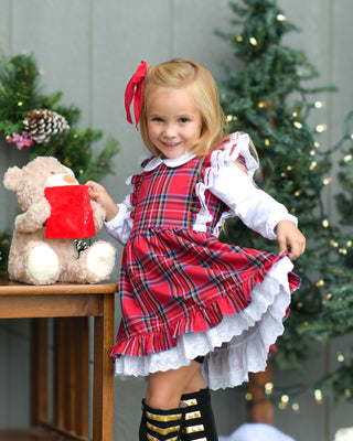 Pinafore Twirl Dress | Festive Plaid in Red *PREORDER* - Eliza Cate and Co