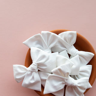 True White | Oversized Hand-tied Bow - Eliza Cate and Co