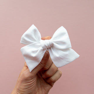 True White | Oversized Hand-tied Bow - Eliza Cate and Co