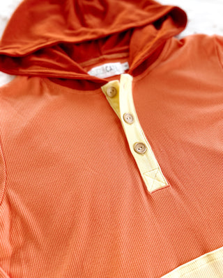 Hoodie Ribbed Shirt | Orange (Adult) - Eliza Cate and Co