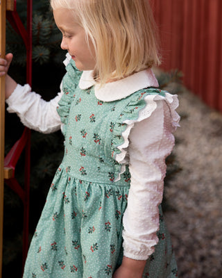 Pinafore Dress | Berry Blossom in Sage - Eliza Cate and Co