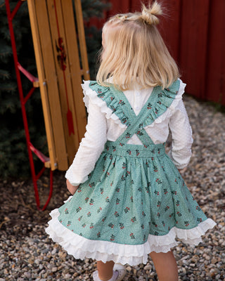 Pinafore Dress | Berry Blossom in Sage - Eliza Cate and Co